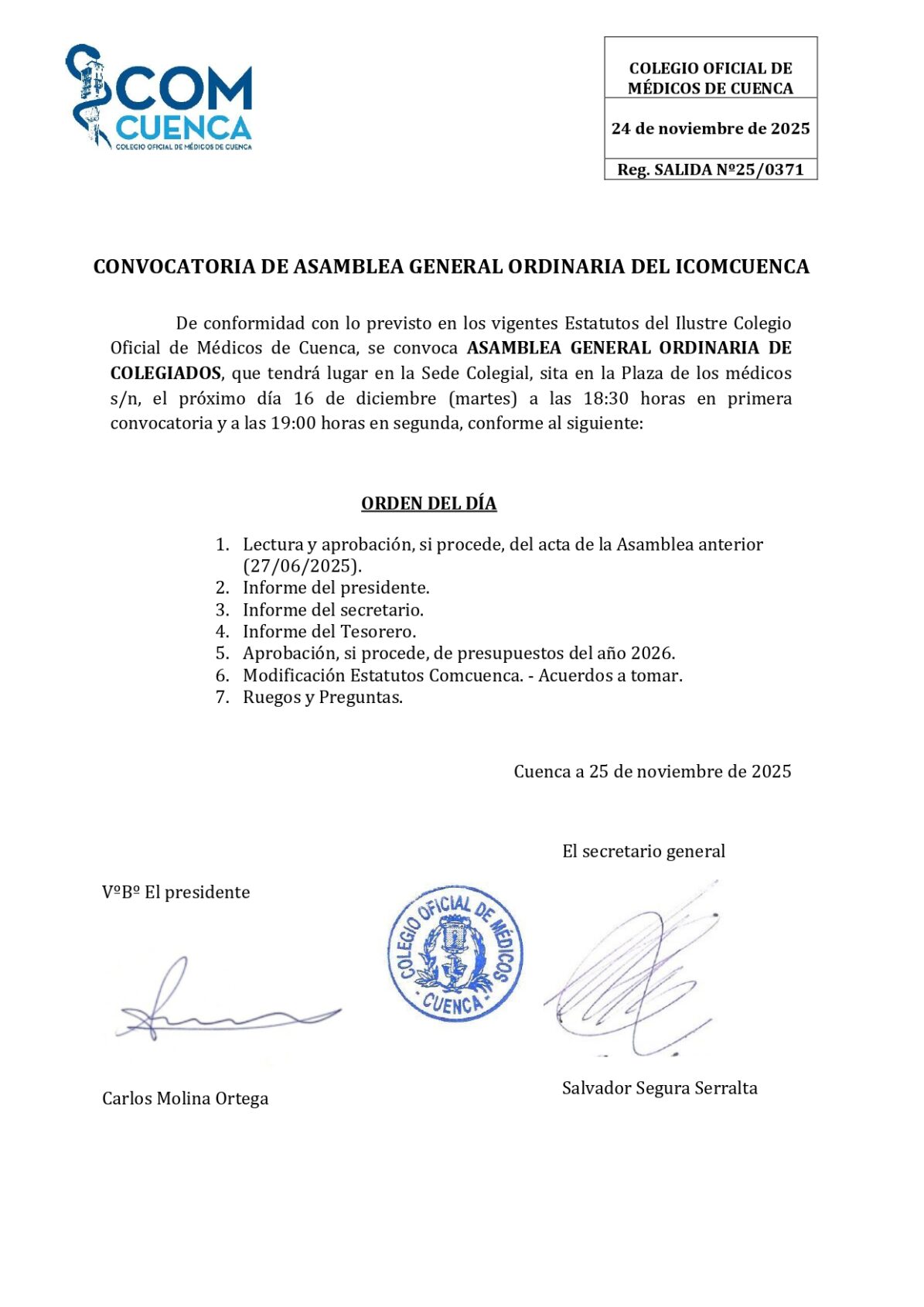 Asamblea General de colegiados